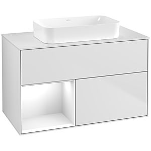 Villeroy and Boch Finion Villeroy and Boch Finion F651GFMT 100x60.3x50.1cm, shelf left glossy white lacquer, white matt lacquer