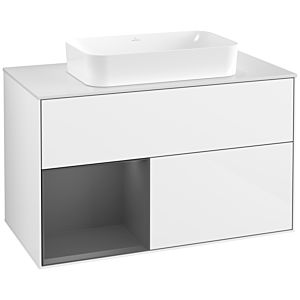 Villeroy and Boch Finion Villeroy and Boch Finion F651GKGF 100x60.3x50.1cm, shelf left anthracite matt, glossy white lacquer