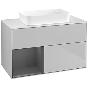 Villeroy und Boch Finion Waschtischunterschrank F651GKGJ 100x60,3x50,1cm, Regal links Anthracite matt, Light grey matt