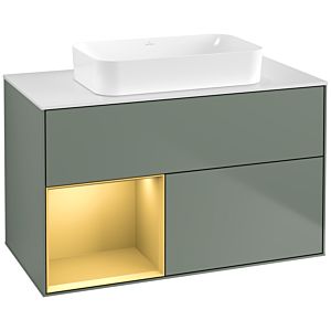 Villeroy and Boch Finion Villeroy and Boch Finion F651HFGM 100x60.3x50.1cm, shelf left gold matt, Olive Matt Lacquer