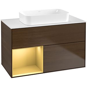 Villeroy and Boch Finion Villeroy and Boch Finion F651HFGN 100x60.3x50.1cm, shelf left gold matt, walnut veneer