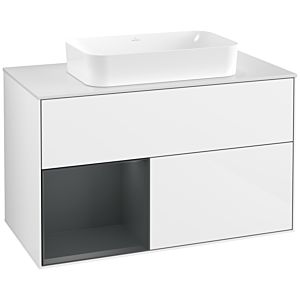 Villeroy and Boch Finion Villeroy and Boch Finion F651HGGF 100x60.3x50.1cm, shelf on the left Midnight Blue Matt Lacquer , glossy white lacquer