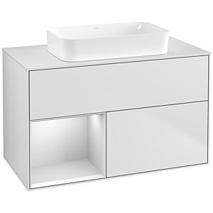 Villeroy und Boch Finion Waschtischunterschrank F651MTMT 100x60,3x50,1cm, Regal links White matt lacquer, White matt lacquer