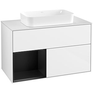 Villeroy and Boch Finion Villeroy and Boch Finion F651PDGF 100x60.3x50.1cm, shelf on the left black matt lacquer, glossy white lacquer