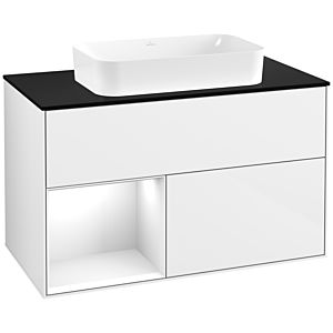 Villeroy und Boch Finion Waschtischunterschrank F652GFGF 100x60,3x50,1cm, Regal links Glossy white lacquer, Glossy white lacquer