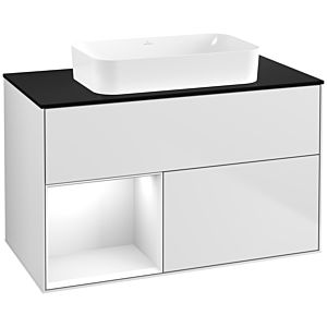 Villeroy et Boch Finion Villeroy et Boch F652GFMT 100x60.3x50.1cm, étagère à gauche laqué blanc brillant, laqué blanc mat