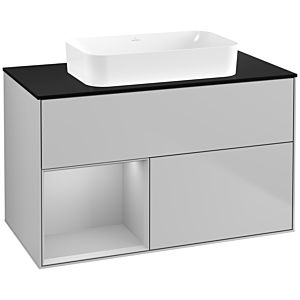 Villeroy und Boch Finion Waschtischunterschrank F652GJGJ 100x60,3x50,1cm, Regal links Light grey matt, Light grey matt