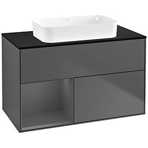 Villeroy und Boch Finion Waschtischunterschrank F652GKGK 100x60,3x50,1cm, Regal links Anthracite matt, Anthracite matt