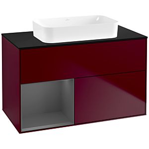 Villeroy et Boch Finion Villeroy et Boch F652GKHB 100x60.3x50.1cm, étagère gauche anthracite mat, Peony Matt