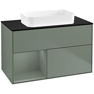Villeroy et Boch Finion Villeroy et Boch F652GMGM 100x60.3x50.1cm, étagère à gauche Olive Matt Lacquer , Olive Matt Lacquer