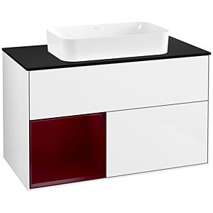 Villeroy und Boch Finion Waschtischunterschrank F652HBGF 100x60,3x50,1cm, Regal links Peony, Glossy white lacquer