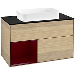 Villeroy und Boch Finion Waschtischunterschrank F652HBPC 100x60,3x50,1cm, Regal links Peony, Oak Veneer