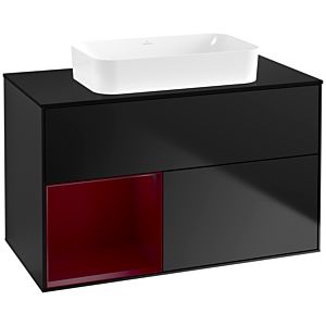 Villeroy and Boch Finion Villeroy and Boch Finion F652HBPD 100x60.3x50.1cm, shelf on the left Peony , black matt lacquer