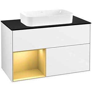 Villeroy et Boch Finion Villeroy et Boch F652HFGF 100x60.3x50.1cm, étagère gauche or mat, laqué blanc brillant