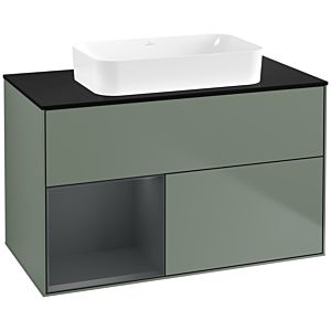 Villeroy et Boch Finion Villeroy et Boch F652HGGM 100x60.3x50.1cm, étagère à gauche Midnight Blue Matt Lacquer , Olive Matt Lacquer