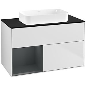 Villeroy et Boch Finion Villeroy et Boch F652HGMT 100x60.3x50.1cm, étagère à gauche Midnight Blue Matt Lacquer , laqué blanc mat