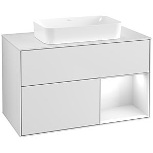 Villeroy and Boch Finion Villeroy and Boch Finion F661GFMT 100x60.3x50.1cm, shelf on the right glossy white lacquer, white matt lacquer