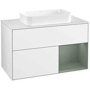 Villeroy and Boch Finion Villeroy and Boch Finion F661GMGF 100x60.3x50.1cm, shelf on the right Olive Matt Lacquer , glossy white lacquer