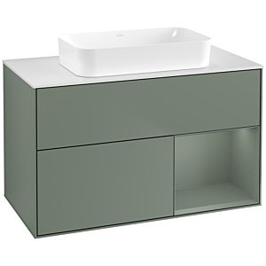Villeroy und Boch Finion Waschtischunterschrank F661GMGM 100x60,3x50,1cm, Regal rechts Olive Matt Lacquer, Olive Matt Lacquer