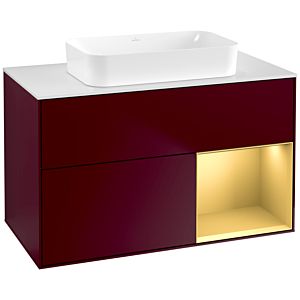 Villeroy und Boch Finion Waschtischunterschrank F661HFHB 100x60,3x50,1cm, Regal rechts Gold matt, Peony Matt