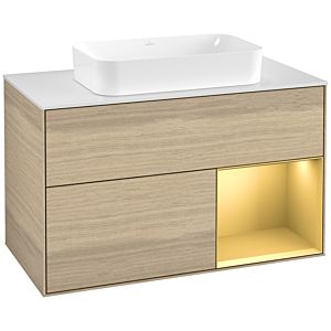 Villeroy and Boch Finion Villeroy and Boch Finion F661HFPC 100x60.3x50.1cm, shelf right gold matt, Oak Veneer