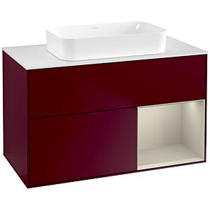 Villeroy und Boch Finion Waschtischunterschrank F661HHHB 100x60,3x50,1cm, Regal rechts Sand Matt, Peony Matt