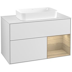 Villeroy et Boch Finion Villeroy et Boch F661PCMT 100x60.3x50.1cm, étagère à droite Oak Veneer , laqué blanc mat