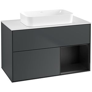 Villeroy und Boch Finion Waschtischunterschrank F661PDHG 100x60,3x50,1cm, Regal rechts Black matt lacquer, Midnight Blue Matt Lacquer
