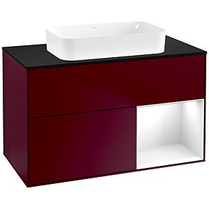 Villeroy et Boch Finion Villeroy et Boch F662GFHB 100x60.3x50.1cm, étagère à droite Laque blanc brillant, Peony Matt