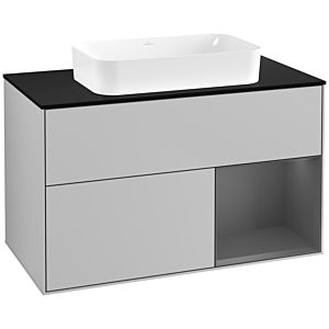 Villeroy und Boch Finion Waschtischunterschrank F662GKGJ 100x60,3x50,1cm, Regal rechts Anthracite matt, Light grey matt