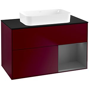 Villeroy und Boch Finion Waschtischunterschrank F662GKHB 100x60,3x50,1cm, Regal rechts Anthracite matt, Peony Matt