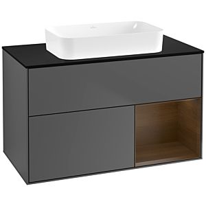 Villeroy et Boch Finion Villeroy et Boch F662GNGK 100x60.3x50.1cm, étagère droite placage noyer, anthracite mat