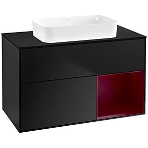 Villeroy et Boch Finion Villeroy et Boch F662HBPD 100x60.3x50.1cm, étagère à droite Peony , laqué noir mat