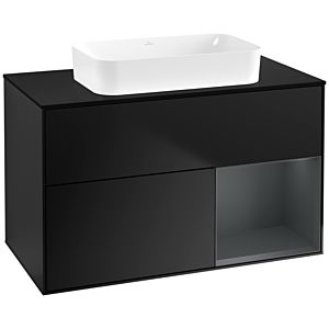 Villeroy und Boch Finion Waschtischunterschrank F662HGPD 100x60,3x50,1cm, Regal rechts Midnight Blue Matt Lacquer, Black matt lacquer