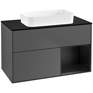 Villeroy et Boch Finion Villeroy et Boch F662PDGK 100x60.3x50.1cm, étagère à droite laqué noir mat, anthracite mat
