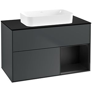 Villeroy and Boch Finion Villeroy and Boch Finion F662PDHG 100x60.3x50.1cm, shelf on the right black matt lacquer, Midnight Blue Matt Lacquer