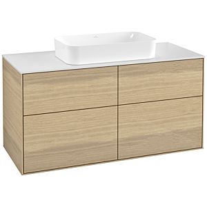 Villeroy und Boch Finion Waschtischunterschrank F67100PC 120x60,3x50,1cm, Glass White Matt, Oak Veneer