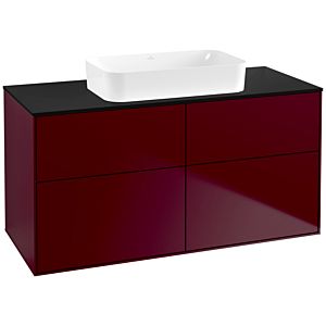 Villeroy und Boch Finion Waschtischunterschrank F67200HB 120x60,3x50,1cm, Glass Black Matt, Peony Matt
