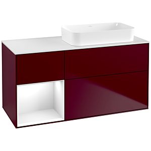 Villeroy und Boch Finion Waschtischunterschrank F681GFHB 120x60,3x50,1cm, Regal links Glossy white lacquer, Peony Matt