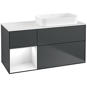 Villeroy und Boch Finion Waschtischunterschrank F681GFHG 120x60,3x50,1cm, Regal links Glossy white lacquer, Midnight Blue Matt Lacquer