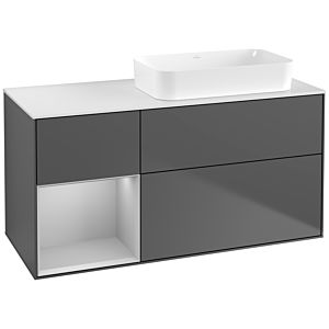 Villeroy und Boch Finion Waschtischunterschrank F681GJGK 120x60,3x50,1cm, Regal links Light grey matt, Anthracite matt