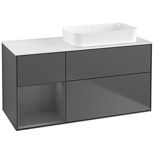 Villeroy und Boch Finion Waschtischunterschrank F681GKGK 120x60,3x50,1cm, Regal links Anthracite matt, Anthracite matt