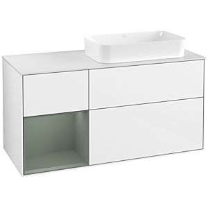 Villeroy et Boch Finion Villeroy et Boch F681GMGF 120x60.3x50.1cm, étagère à gauche Olive Matt Lacquer , laqué blanc brillant