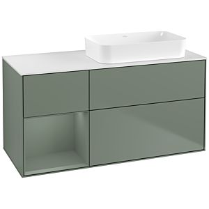 Villeroy und Boch Finion Waschtischunterschrank F681GMGM 120x60,3x50,1cm, Regal links Olive Matt Lacquer, Olive Matt Lacquer