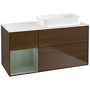 Villeroy et Boch Finion Villeroy et Boch F681GMGN 120x60.3x50.1cm, étagère à gauche Olive Matt Lacquer , placage Olive Matt Lacquer