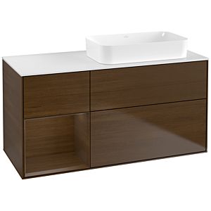 Villeroy und Boch Finion Waschtischunterschrank F681GNGN 120x60,3x50,1cm, Regal links Walnut veneer, Walnut veneer