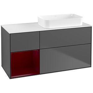 Villeroy und Boch Finion Waschtischunterschrank F681HBGK 120x60,3x50,1cm, Regal links Peony, Anthracite matt