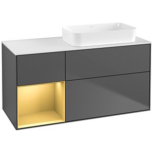 Villeroy und Boch Finion Waschtischunterschrank F681HFGK 120x60,3x50,1cm, Regal links Gold matt, Anthracite matt