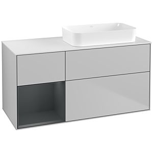 Villeroy und Boch Finion Waschtischunterschrank F681HGGJ 120x60,3x50,1cm, Regal links Midnight Blue Matt Lacquer, Light grey matt