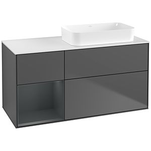 Villeroy und Boch Finion Waschtischunterschrank F681HGGK 120x60,3x50,1cm, Regal links Midnight Blue Matt Lacquer, Anthracite matt